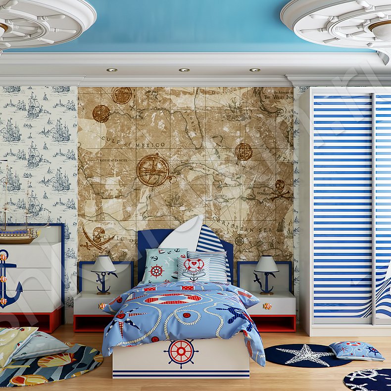 Корпусный шкаф-купе Полундра Светлые Цветной Белый Современный 2х створчатые Детская Для вещей