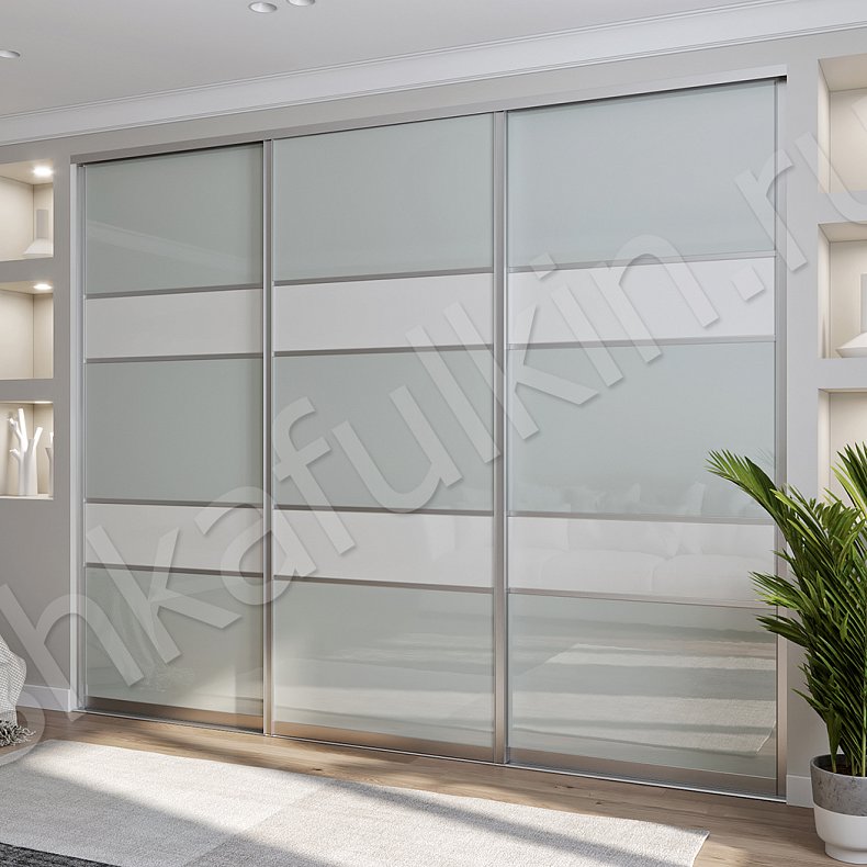 Изображение Шкаф-купе Соло Коричневый Светлые Серый Современный 3х створчатые Гостиная Для вещей 4