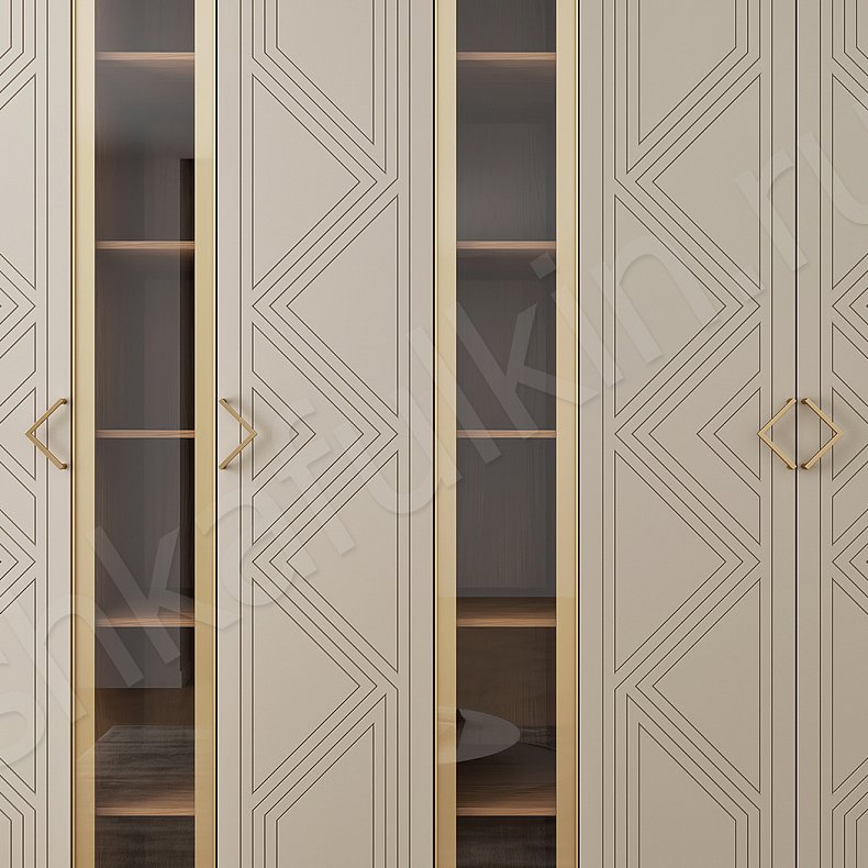 Изображение Шкаф Палермо Светлые Коричневый Современный 6и створчатые Гостиная Для вещей Для декора Для книг Для белья 2