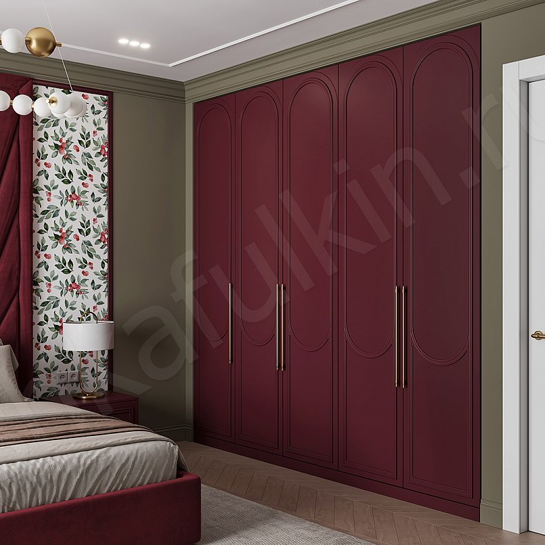 Гарнитур Новелла Темные Красный Цветной Неоклассика 5и створчатые Спальня Для вещей Для белья 1
