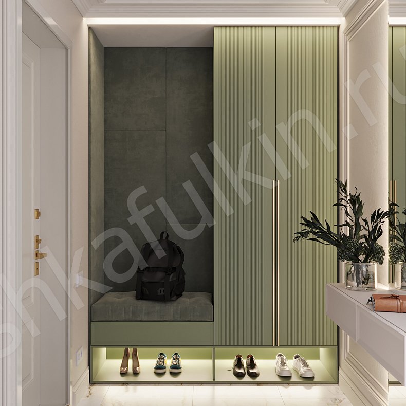 Изображение Прихожая Флора Цветной Серый Светлые Зеленый Современный 2х створчатые Прихожая Для вещей 3