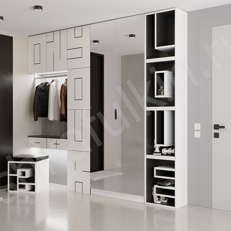 Изображение Прихожая Азимут Светлые Белый Современный 2х створчатые Прихожая Для вещей 1