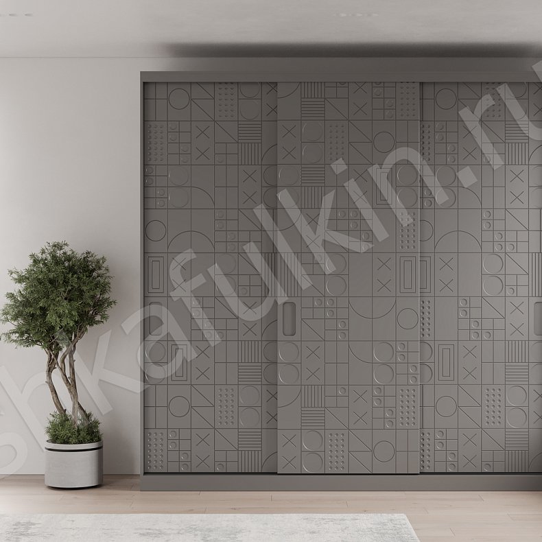 Шкаф-купе Фабрицио Серый Современный 3х створчатые Гостиная Для вещей 1