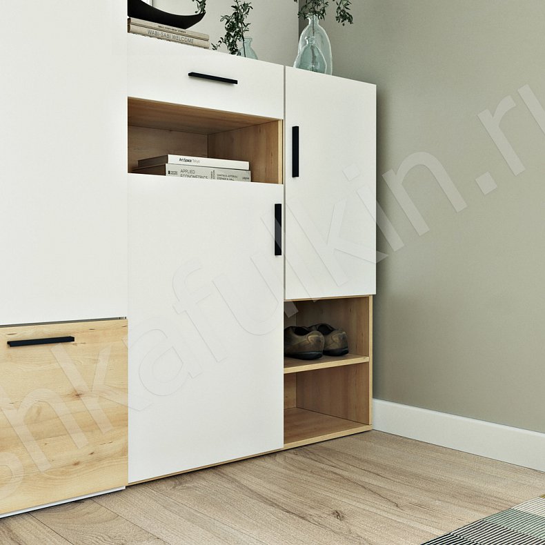 Изображение Прихожая Лайк Светлые Древесный Белый Скандинавский 2х створчатые Прихожая Для вещей 2