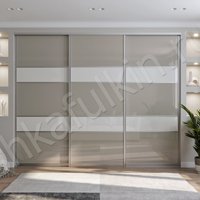 Изображение Шкаф-купе Соло Коричневый Светлые Серый Современный 3х створчатые Гостиная Для вещей 2