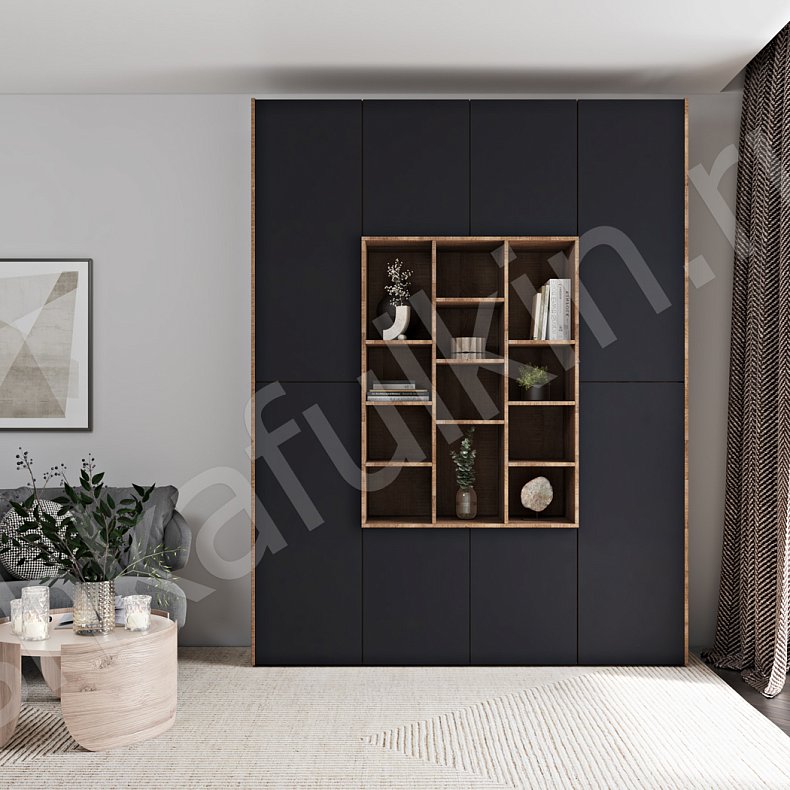 Шкаф Томми Светлые Серый Древесный Черный Белый Минимализм 2х створчатые Гостиная Для вещей Для посуды Для декора Для книг 4