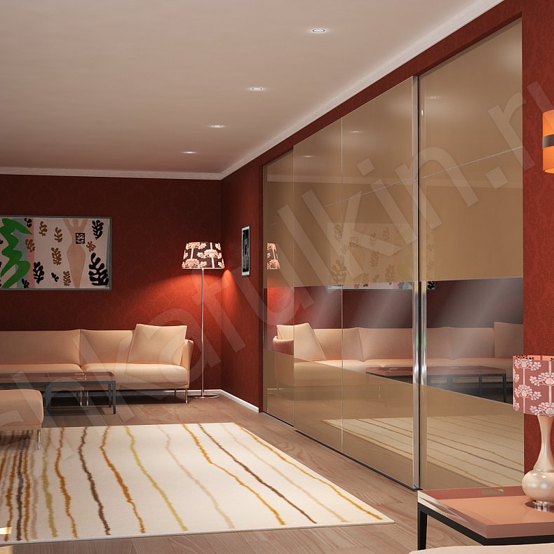 Изображение Встроенный шкаф-купе Арне Светлые Коричневый Современный 4х створчатые Гостиная Для вещей 4