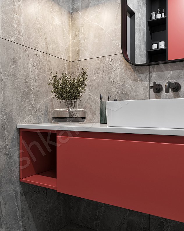 Мебель в ванную Маракас Светлые Красный Цветной Современный    2