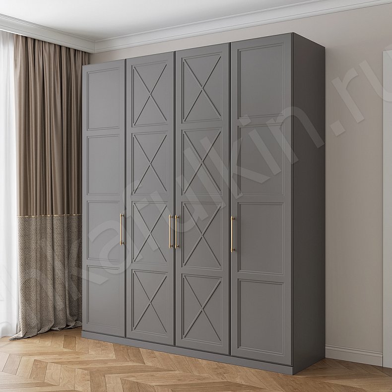 Шкаф Хемнэс Белый Красный Серый Светлые Классика 4х створчатые Гостиная Для вещей 2