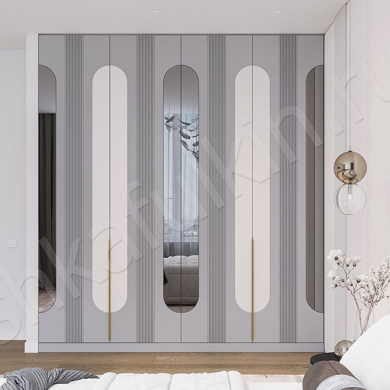 Встроенный шкаф Попурри Серый Светлые Современный 4х створчатые Спальня Для вещей 1