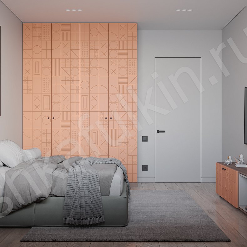 Изображение Шкаф Фабрицио Цветной Красный Светлые Современный 4х створчатые Спальня Для вещей 6