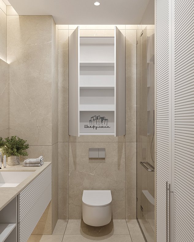 Изображение Мебель в санузел Шондер Белый Светлые Современный   Для вещей 7