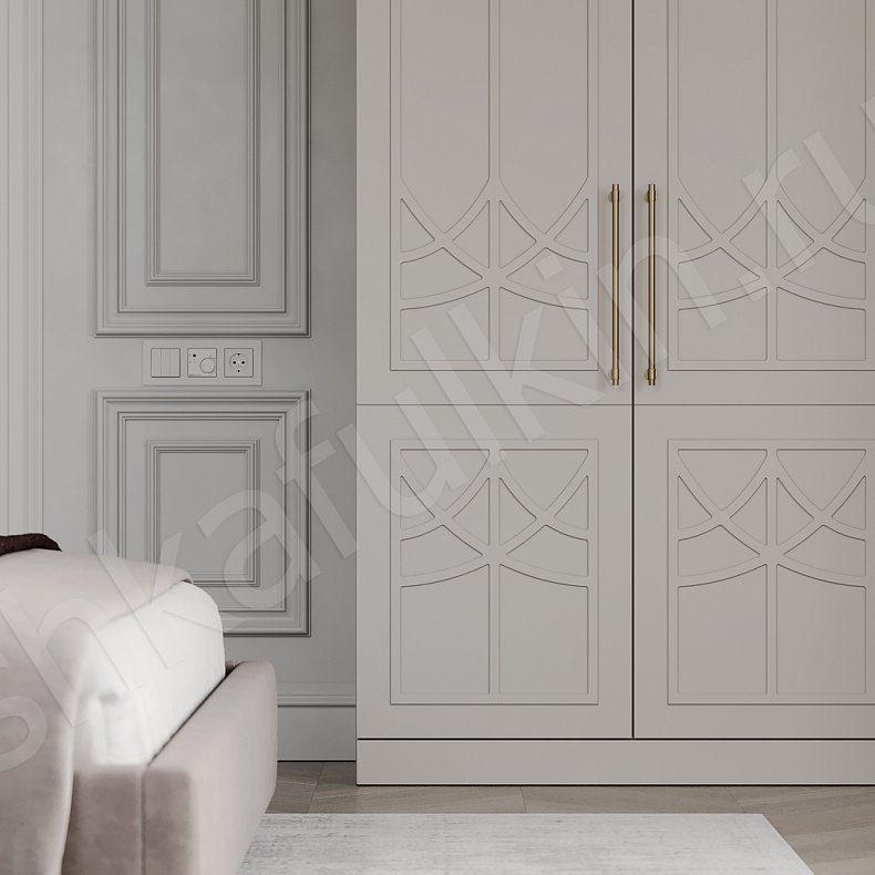 Угловой шкаф Стефани Белый Цветной Светлые Зеленый Неоклассика 5и створчатые Спальня Для вещей 9