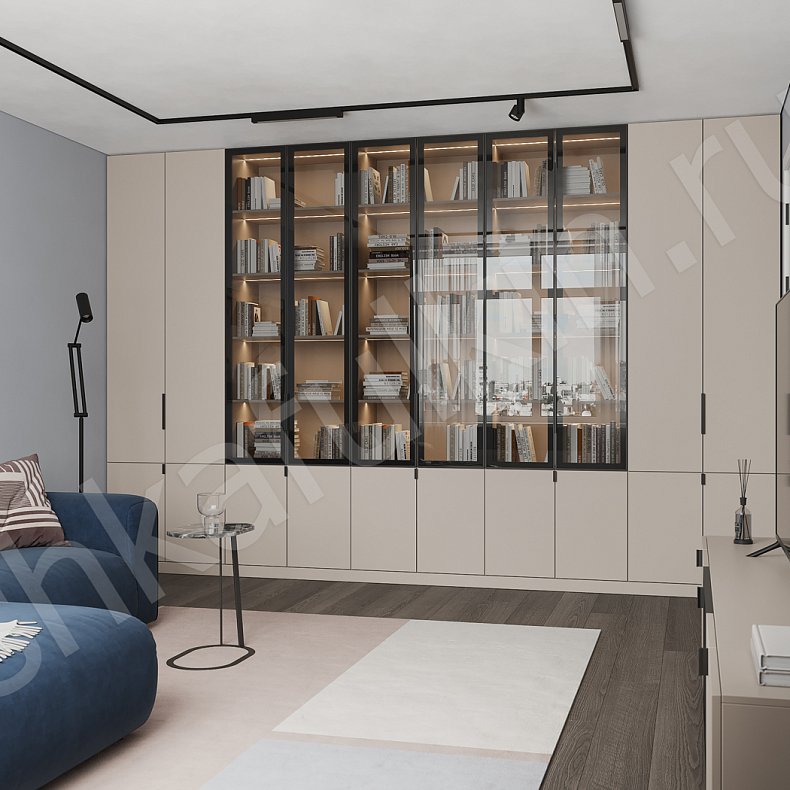 Шкаф с тумбой Арамис Коричневый Древесный Светлые Минимализм  Гостиная Для книг Для декора Для посуды Для вещей