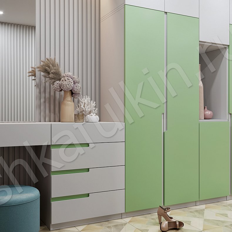 Прихожая Травиата Белый Цветной Минимализм 4х створчатые Прихожая Для вещей 9