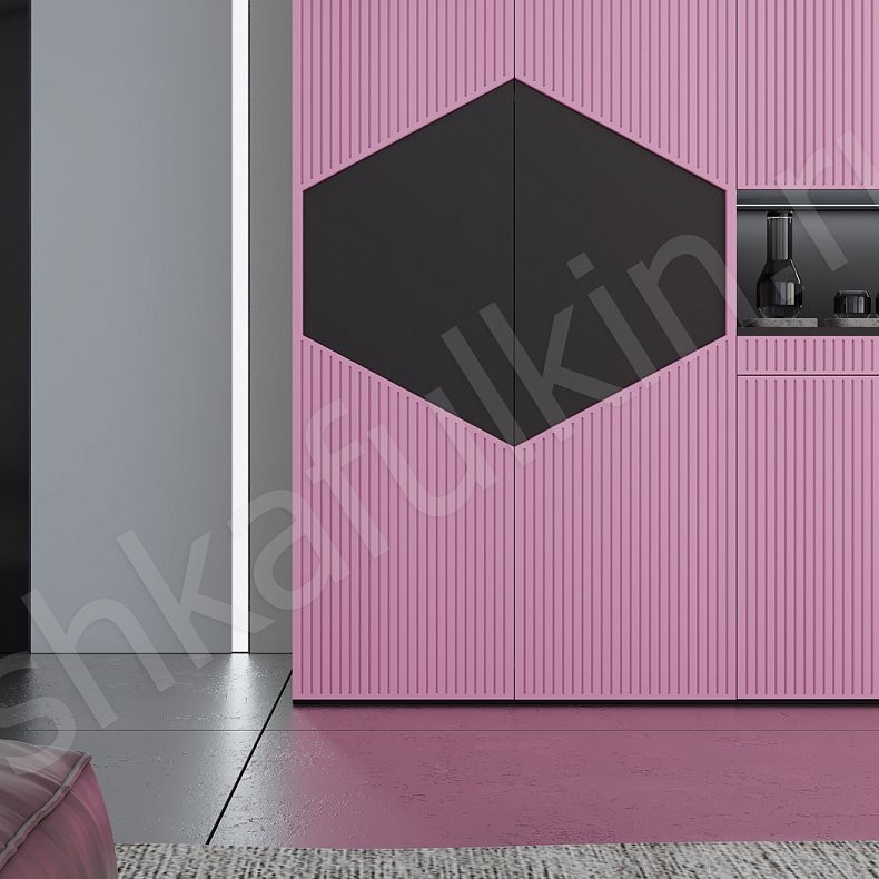 Шкаф Хьюго Цветной Розовый Светлые Современный 4х створчатые Гостиная Для вещей 2