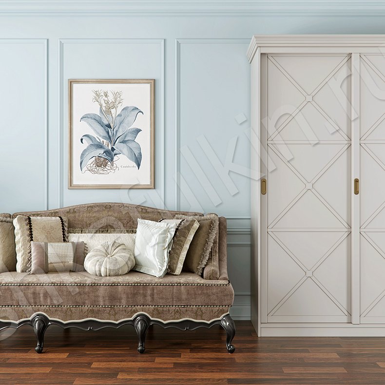 Изображение Корпусный шкаф-купе Марсель Светлые Прованс 3х створчатые Гостиная Для вещей 1