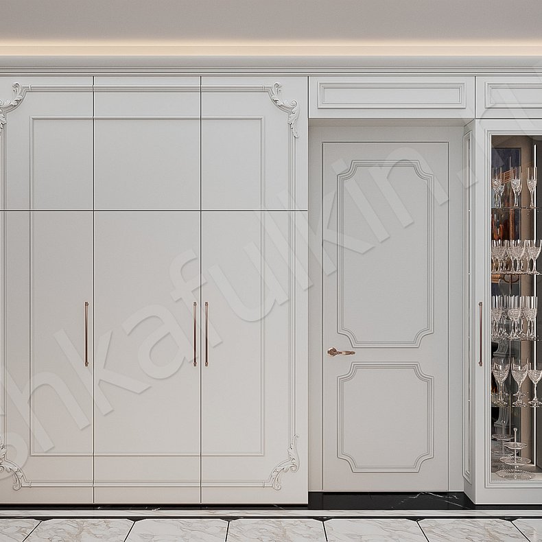 Шкаф Буазери Светлые Белый Классика 3х створчатые Гостиная  1