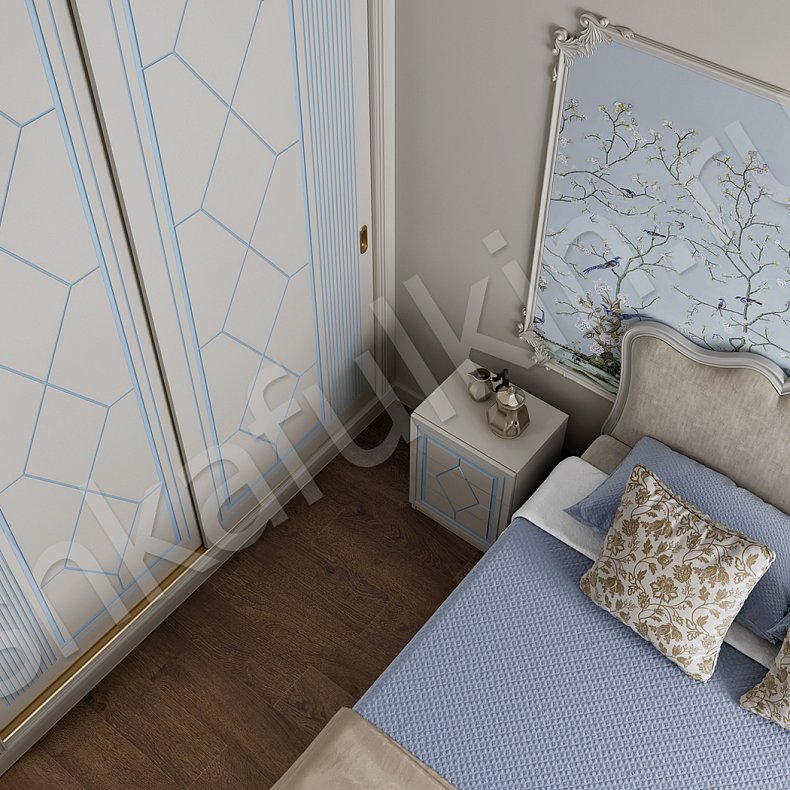 Изображение Корпусный шкаф-купе Милена Светлые Золото Классика 2х створчатые Спальня Для вещей 3