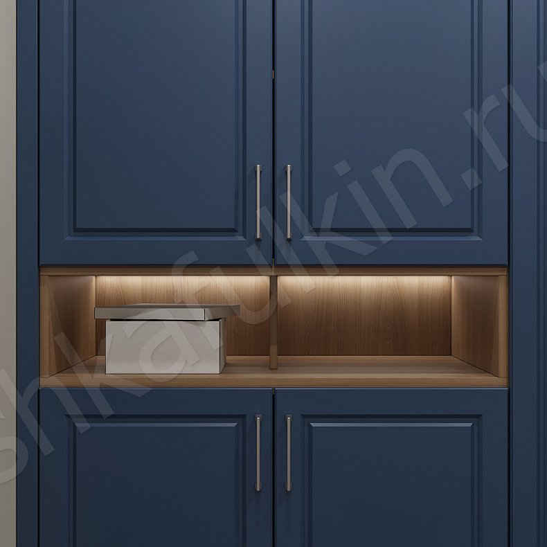 Шкаф Кларк Цветной Синий Темные Классика 4х створчатые Прихожая Для вещей 4