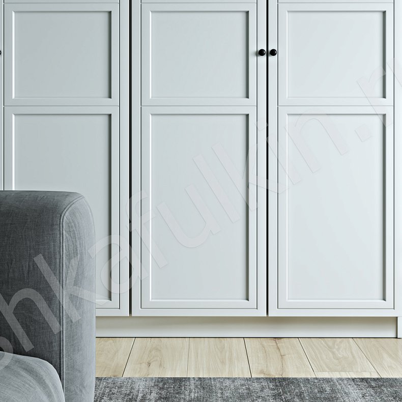 Изображение Распашной шкаф Такс Белый Светлые Неоклассика 4х створчатые Гостиная Для вещей 4