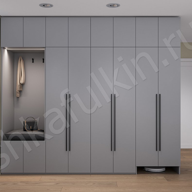 Прихожая Демерджи Цветной Древесный Серый Светлые Зеленый Современный 6и створчатые Прихожая Для вещей 1