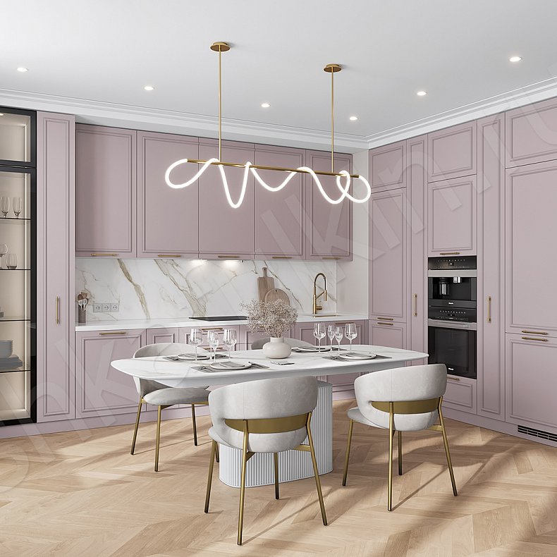 Изображение Кухня Джорджия Pink Цветной Розовый Светлые Неоклассика Для посуды 1