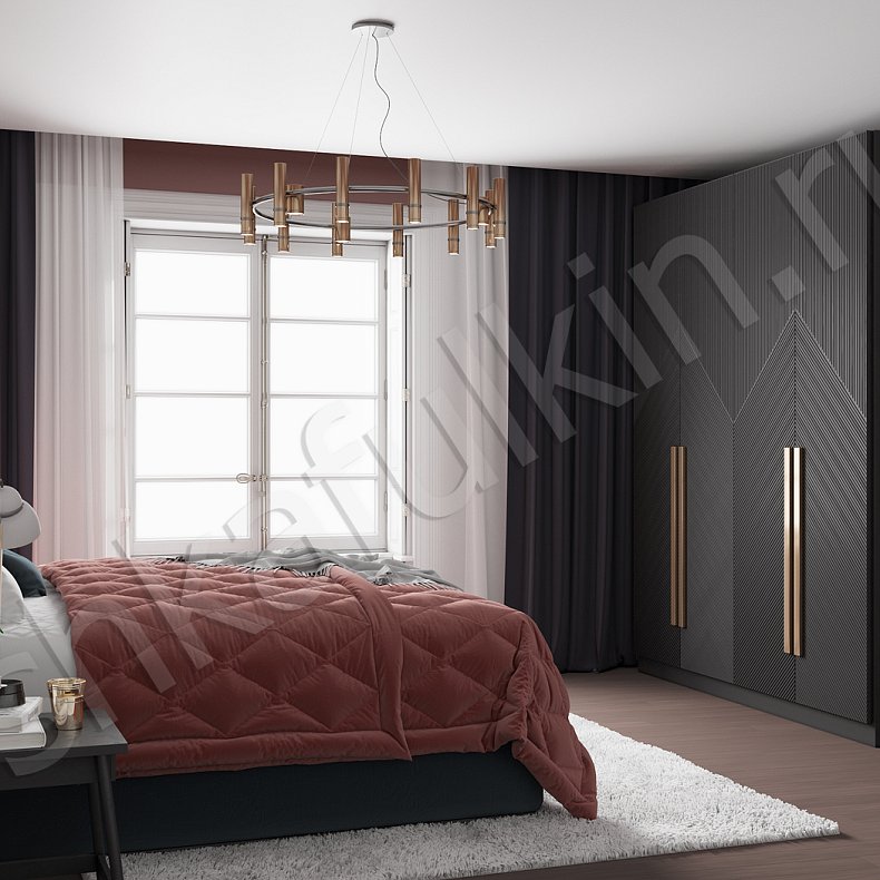 Шкаф Нотариус Черный Модерн 4х створчатые Гостиная Для вещей 9