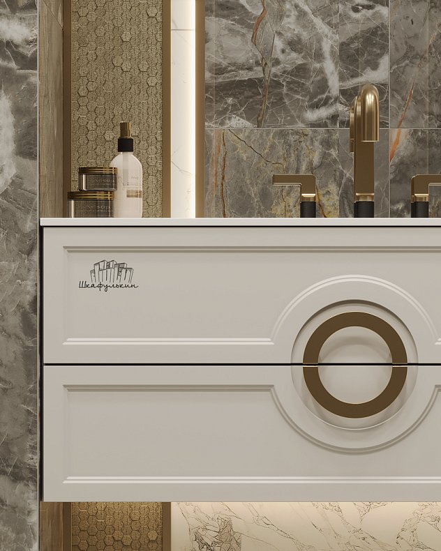 Тумба в ванную Сицилия Светлые Золото Белый Неоклассика   Для вещей 2