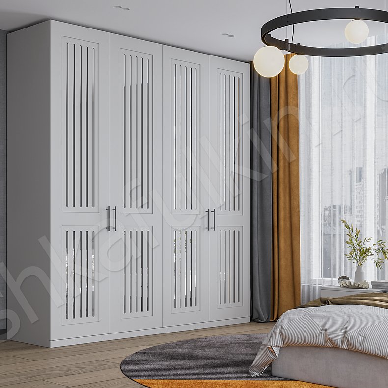 Шкаф Сандерс Белый Скандинавский 4х створчатые Спальня Для вещей