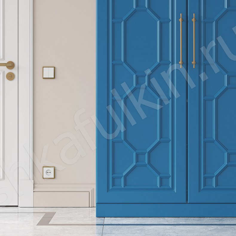 Изображение Прихожая Сакура Цветной Синий Светлые Неоклассика 3х створчатые Прихожая Для вещей 2