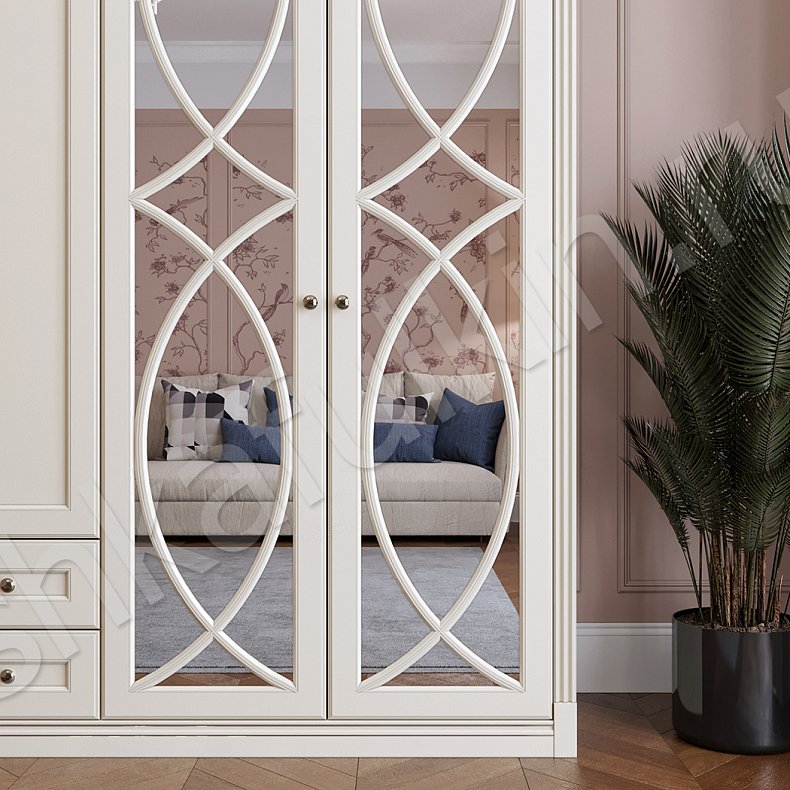 Изображение Шкаф Моника Белый Светлые Неоклассика 6и створчатые Спальня Для белья Для вещей 3