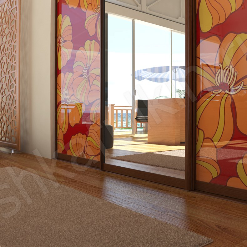 Встроенный шкаф-купе 3 двери Весна Светлые Красный Цветной Современный 3х створчатые Детская Для вещей 3