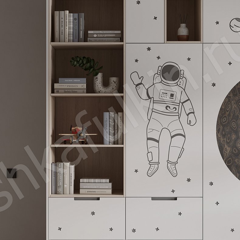 Изображение Детская Каллисто Белый Современный 4х створчатые Детская Для вещей Для книг 3