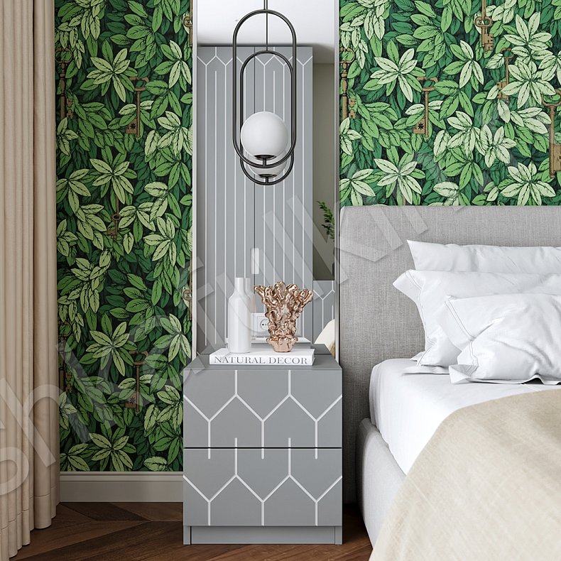 Изображение Гарнитур Франческа Белый Серый Светлые Золото Современный 2х створчатые Спальня Для вещей 7