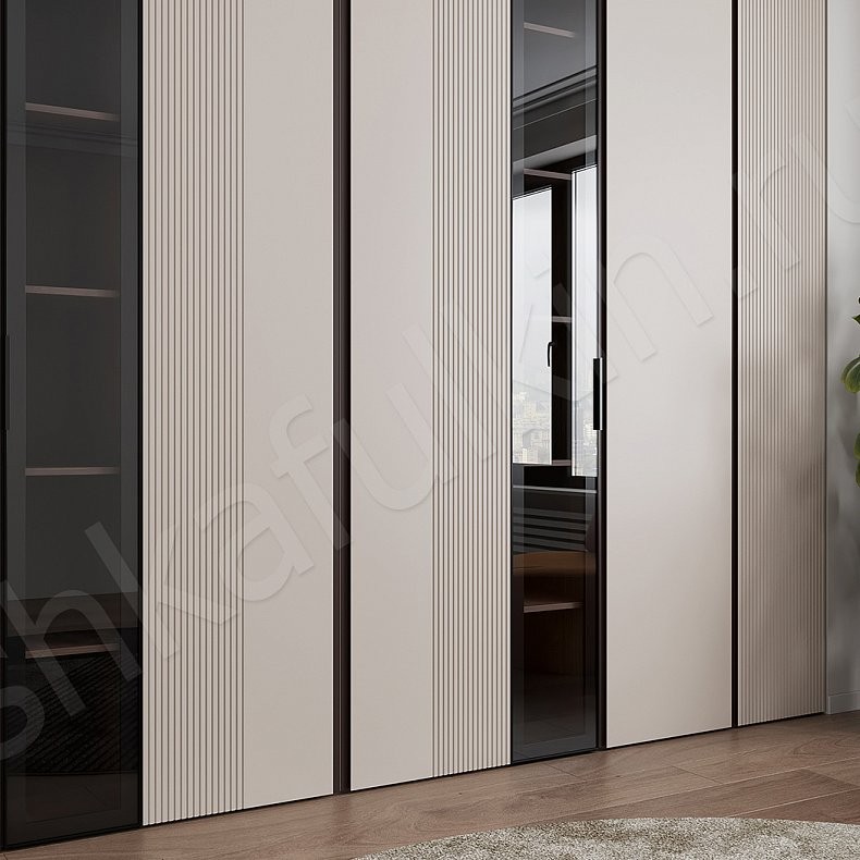 Изображение Шкаф Кверкус Светлые Коричневый Современный 5и створчатые Гостиная Для книг Для декора Для вещей 2