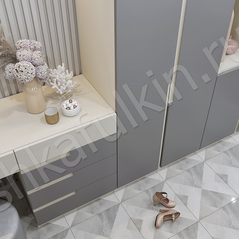 Прихожая Травиата Белый Цветной Минимализм 4х створчатые Прихожая Для вещей 6