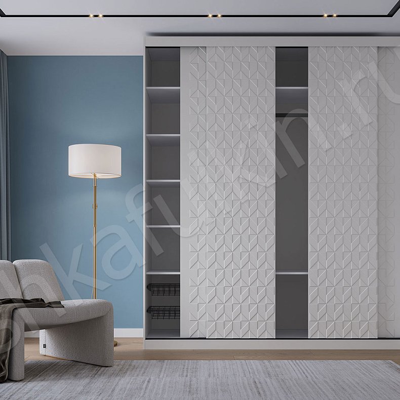 Шкаф-купе Виталино Светлые Белый Современный 4х створчатые Гостиная Для вещей 5