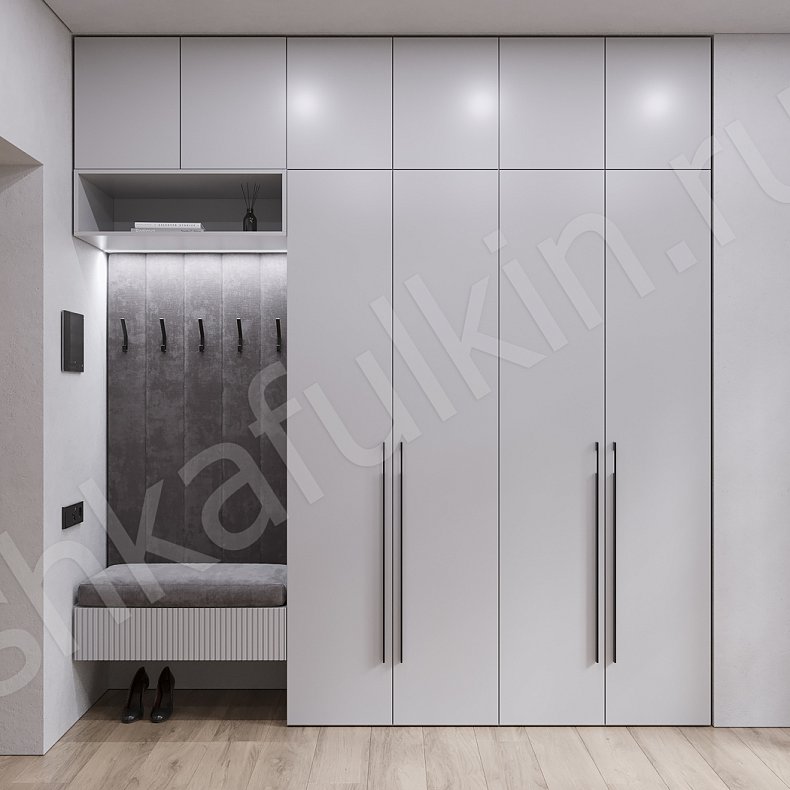 Прихожая Ситтер Серый Светлые Минимализм 4х створчатые Прихожая Для вещей 1