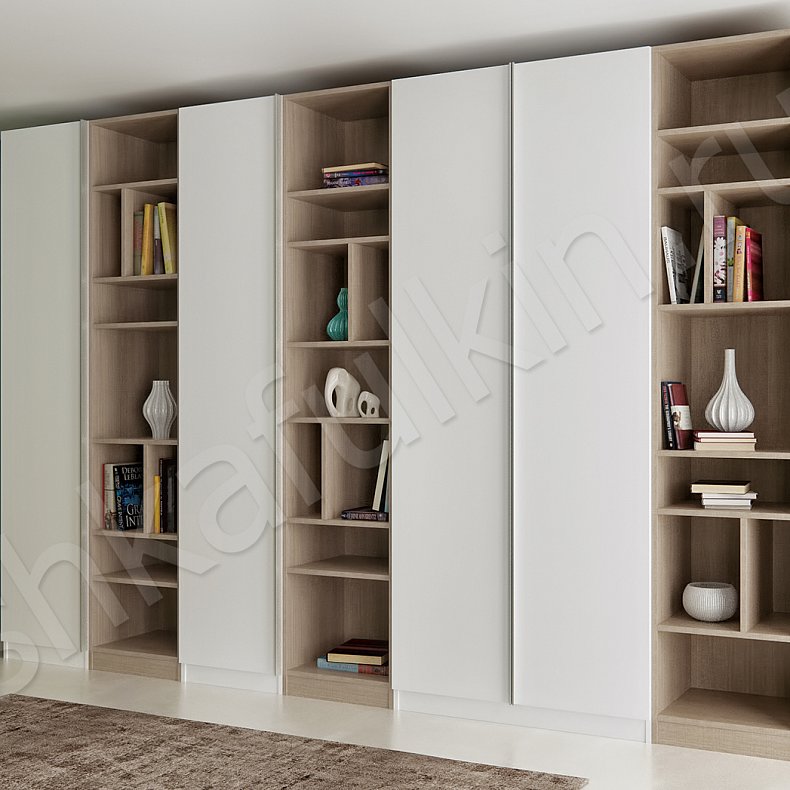 Изображение Корпусный распашной шкаф Белла Светлые Белый Современный 4х створчатые Гостиная Для вещей Для книг 2