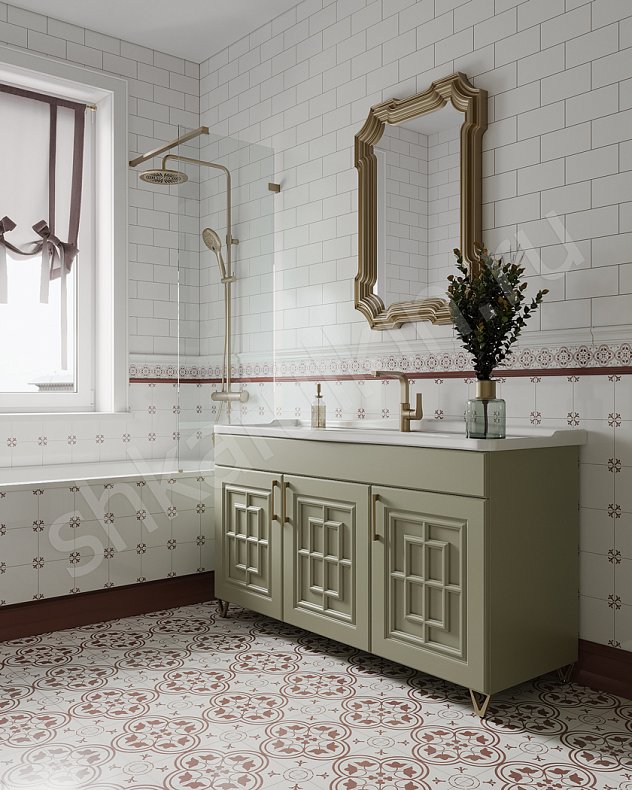 Мебель в ванную Антида Зеленый Светлые Цветной Неоклассика   Для вещей 1