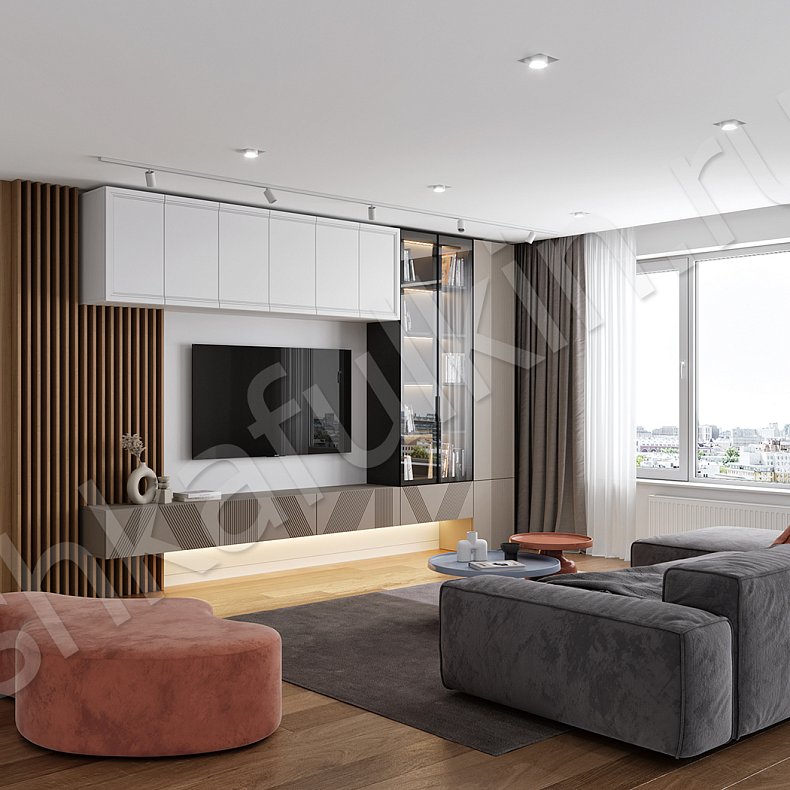 Изображение Стенка Клеопатра Черный Древесный Коричневый Светлые Темные Современный 3х створчатые Гостиная Для книг Для декора Под ТВ 8