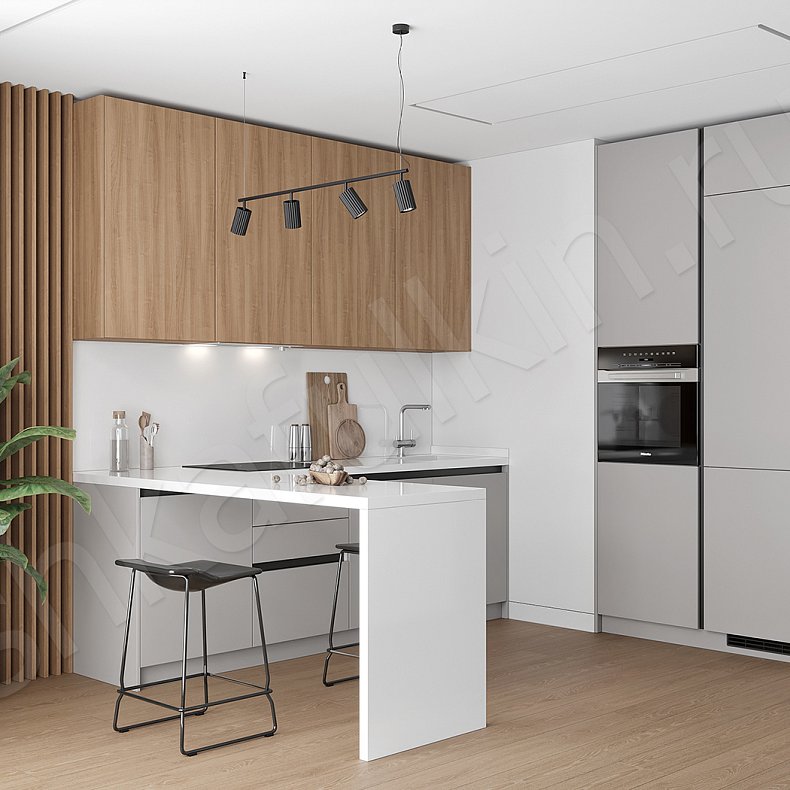 Изображение Кухня Милета Серый Светлые Древесный Скандинавский   Для посуды 1