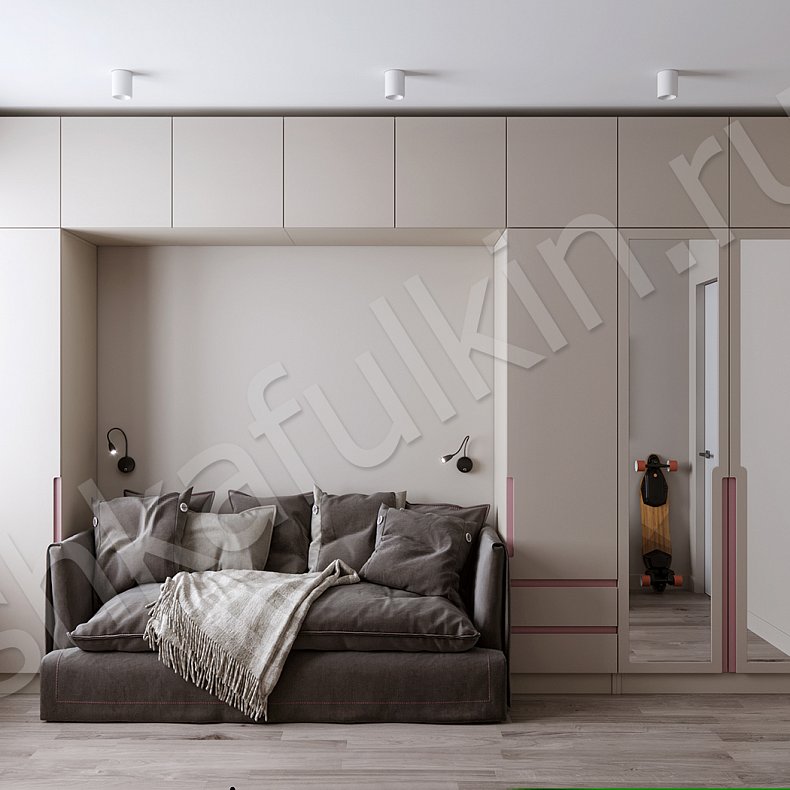 Детская Маргарита Коричневый Светлые Минимализм 4х створчатые Детская Для книг Для вещей 1