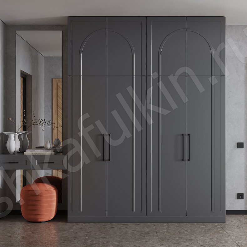 Прихожая Ромикко Серый Темные Неоклассика 4х створчатые Прихожая Для вещей