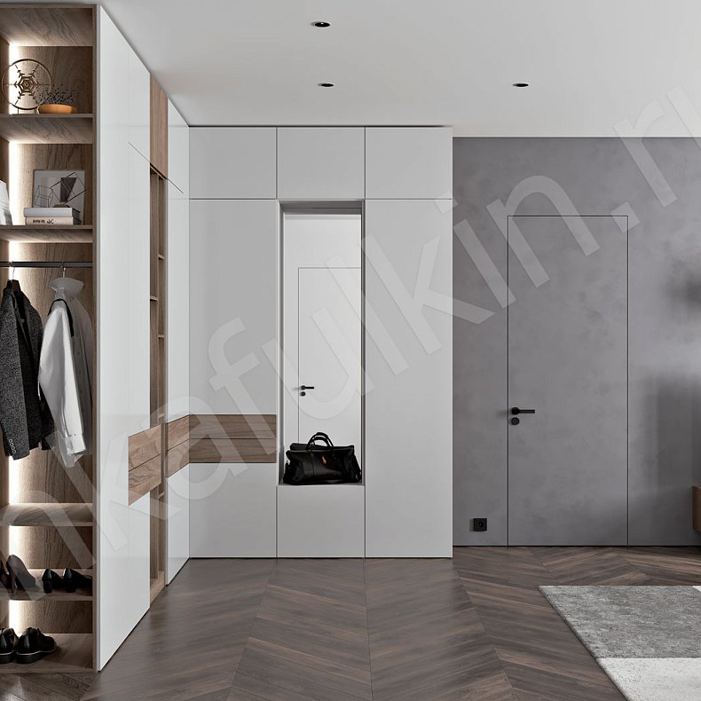 Шкаф Марвин Белый Коричневый Светлые Современный 4х створчатые Коридор Для книг Для декора Для вещей 3