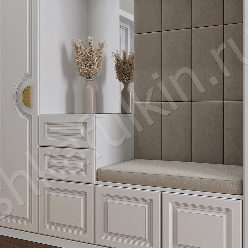 Прихожая Брунель Белый Светлые Неоклассика 3х створчатые Прихожая Для вещей 5