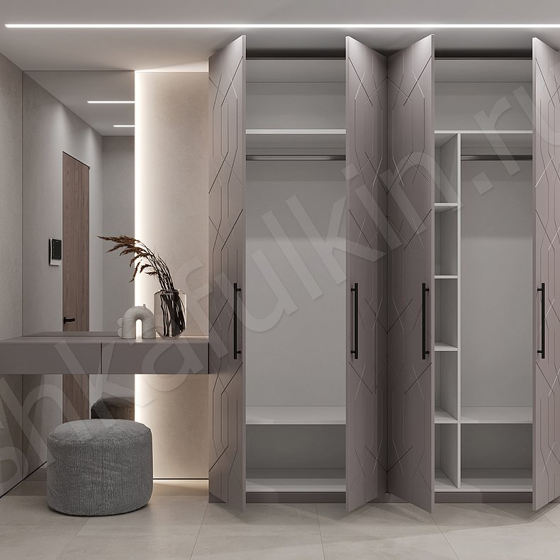 Изображение Прихожая Лайн Темные Серый Современный 4х створчатые Прихожая Для вещей 1