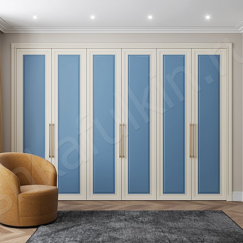 Изображение Шкаф Сеньора Белый Цветной Синий Светлые Классика 6и створчатые Гостиная Для вещей 1