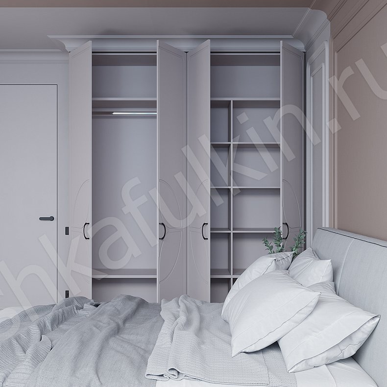 Изображение Шкаф Кимберли Белый Светлые Современный 4х створчатые Спальня Для вещей 7